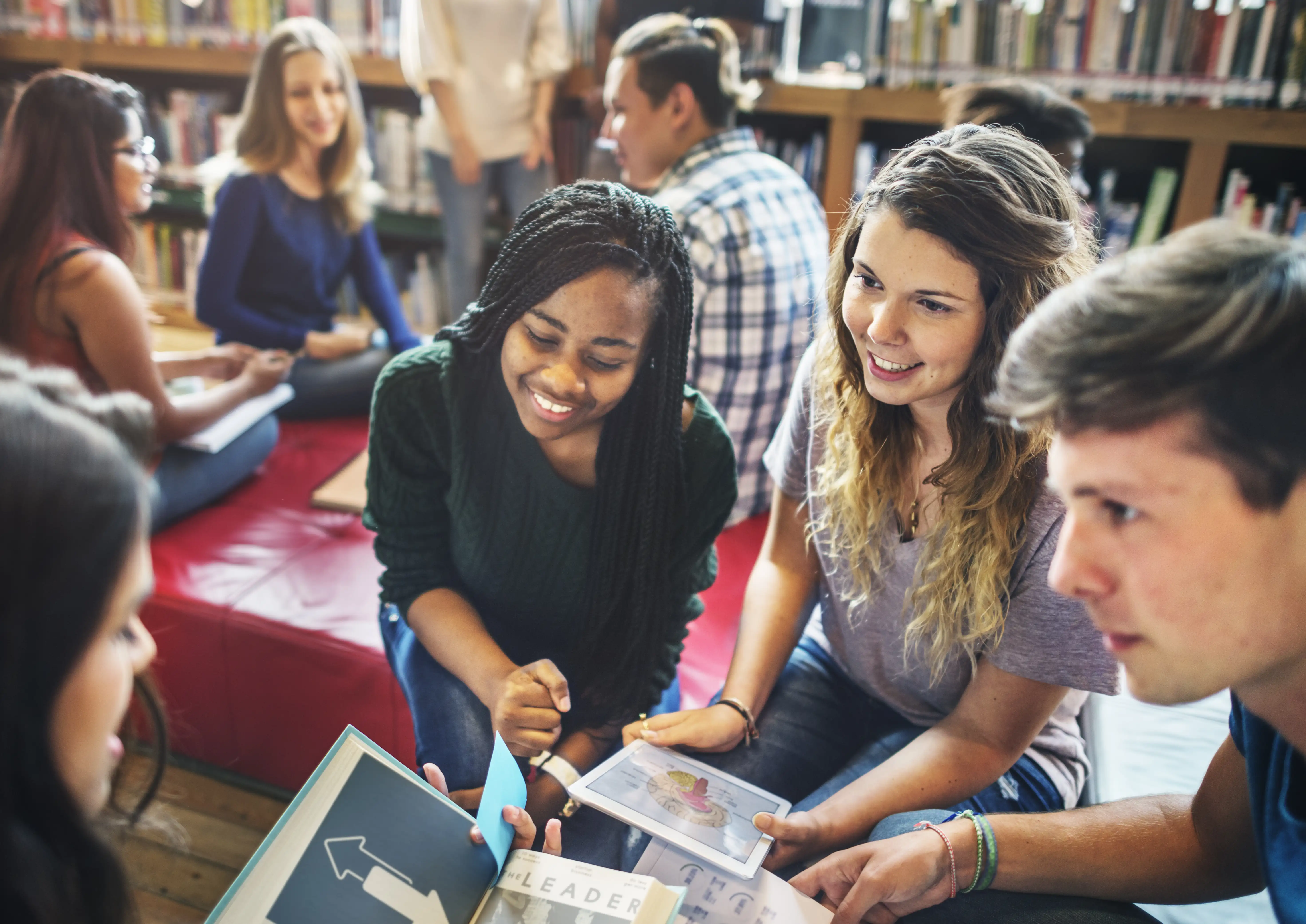 Students involved in group study at school