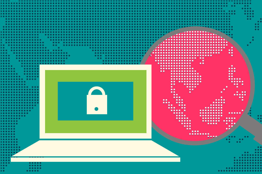 A laptop screen with a virtual lock in white on a green background Cyber Asia graphic A laptop screen with a virtual lock in white on a green background Cyber Asia graphic