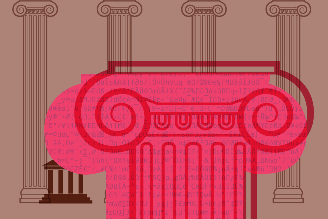 Courtroom pillars on a brown background Courtroom pillars on a brown background