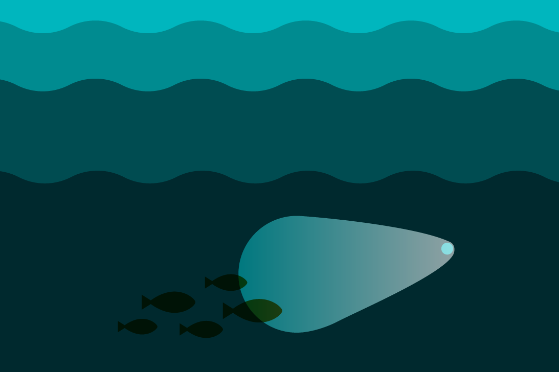Deep ocean with blue water layers 