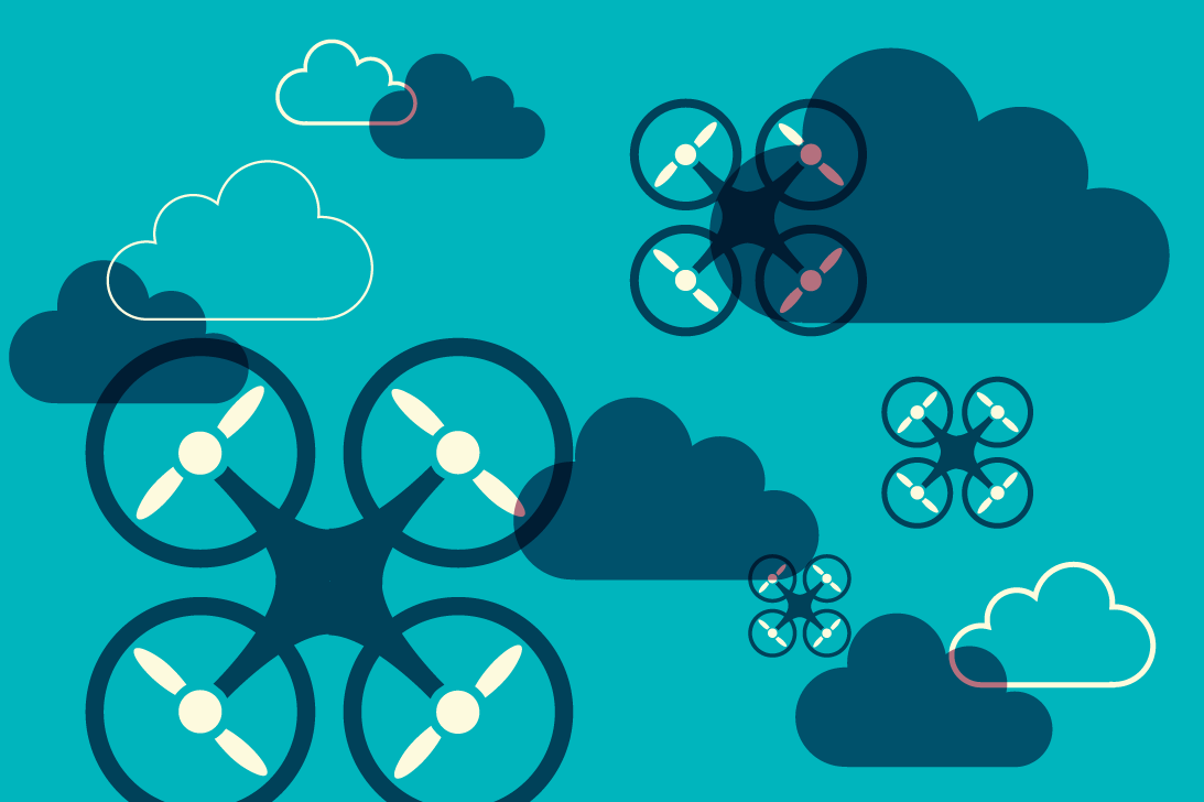 Drones with clouds in the sky Drones with clouds in the sky