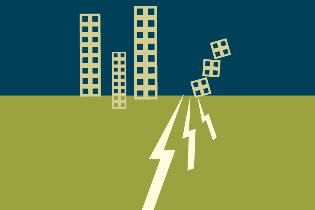 Earthquake hitting the buildings graphic Earthquake hitting the buildings graphic