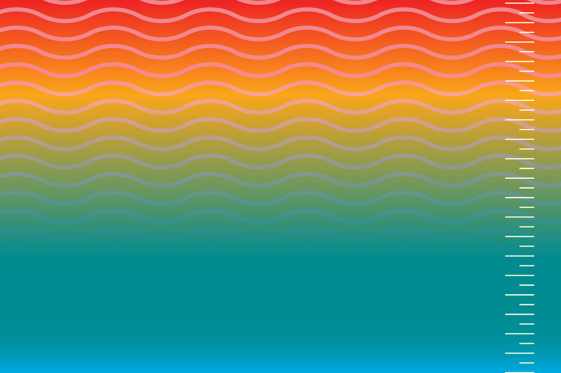 Ocean layers in different colors with temperature in scale Ocean layers in different colors with temperature in scale