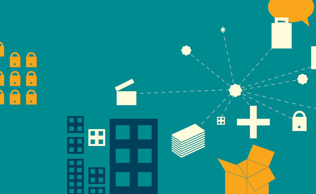 A graphic showing buildings, clouds, locks etc A graphic showing buildings, clouds, locks etc