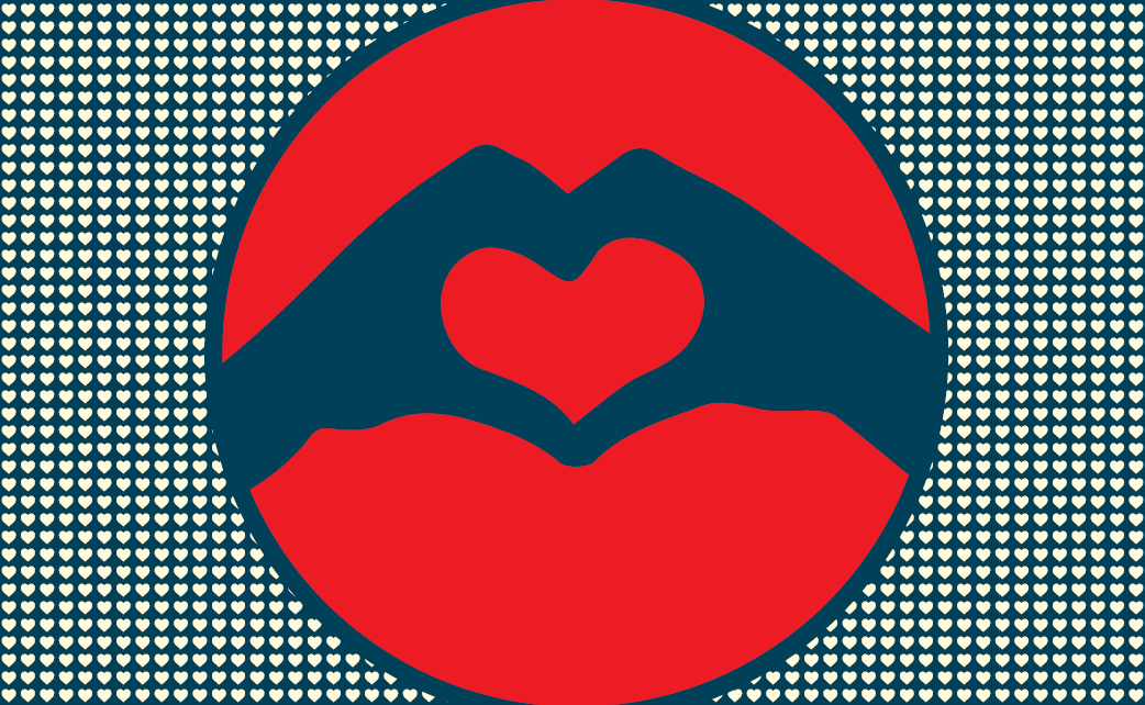 Two hands making a heart against a red background Two hands making a heart against a red background