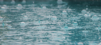Raindrops splashing on water