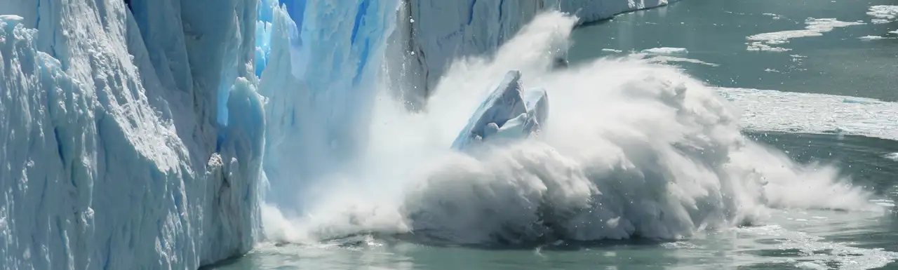 Ice glaciers and caps melting and falling into the ocean Ice glaciers and caps melting and falling into the ocean
