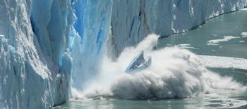 Ice glaciers and caps melting and falling into the ocean Ice glaciers and caps melting and falling into the ocean