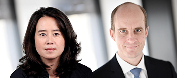 Headshots of Caroline Tran and Julien Guenot