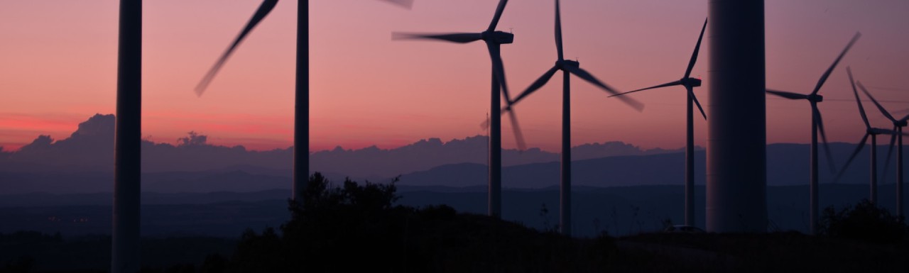 Windmills on a farm