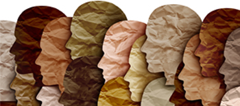A few human faces made out of colored papers to symbolize various races and ethnicities A few human faces made out of colored papers to symbolize various races and ethnicities