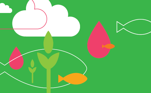 A balanced ecosystem graphic in green