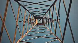 An energy tower being shot from the below